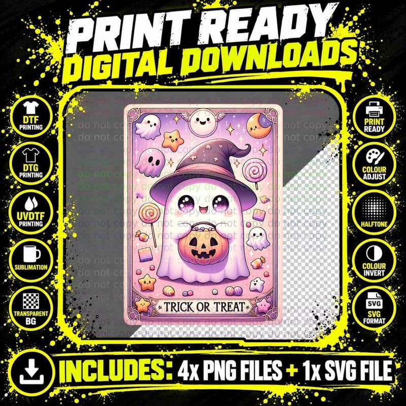Trick or Treat Ghost, Retro Vintage, Cozy, Gift Idea Png SVG Digital Bundle