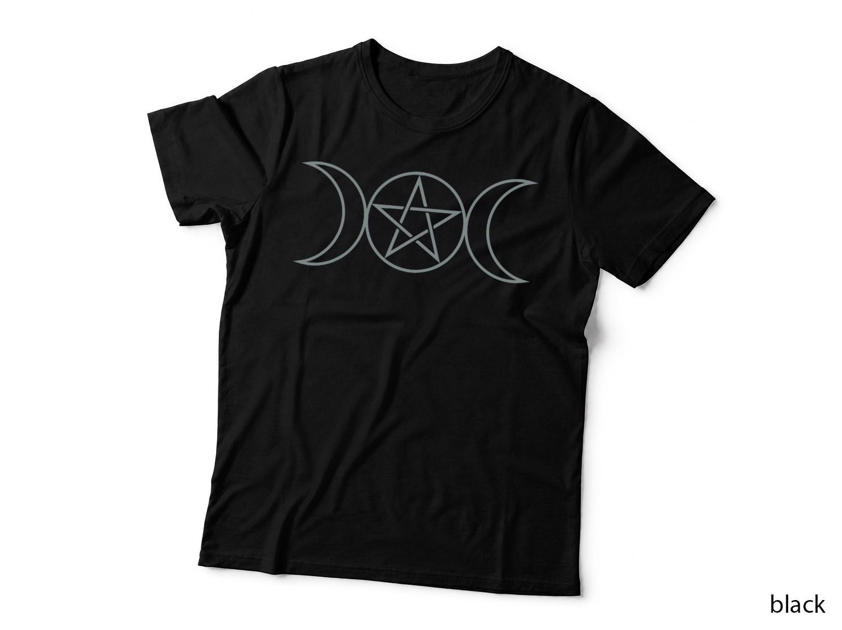 Triple Moon Pentagram Wicca Pagan Goddess Witch Funny Gift T-Shirt