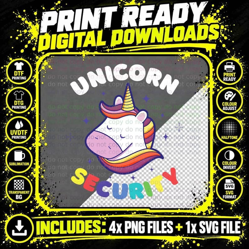 Unicorn Security Halloween Costume Parent Father Png SVG Digital Bundle