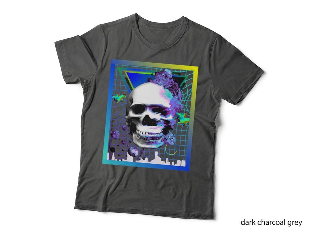 Vaporwave Skull Halloween Retro Aesthetic T-Shirt