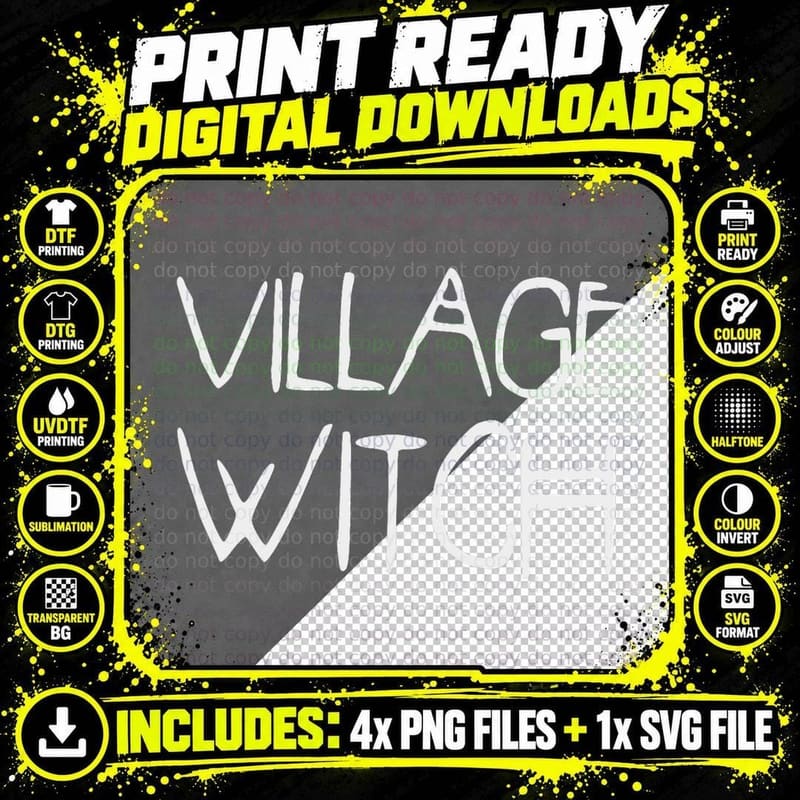 Village Witch Halloween T-Shirt Png SVG Digital Bundle