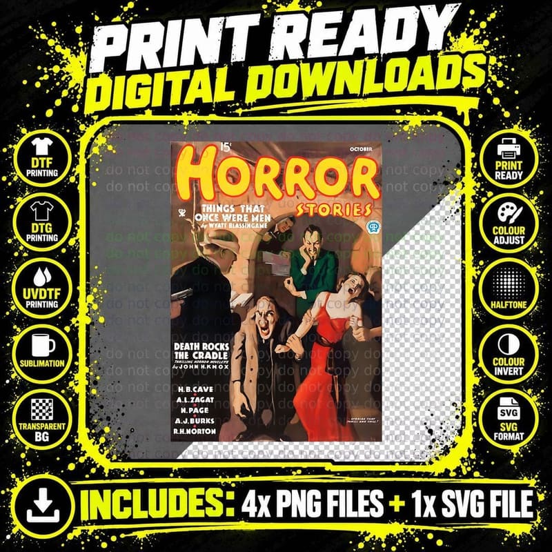 Vintage Horror Magazine T-Shirt, Horror Stories Tee Png SVG Digital Bundle