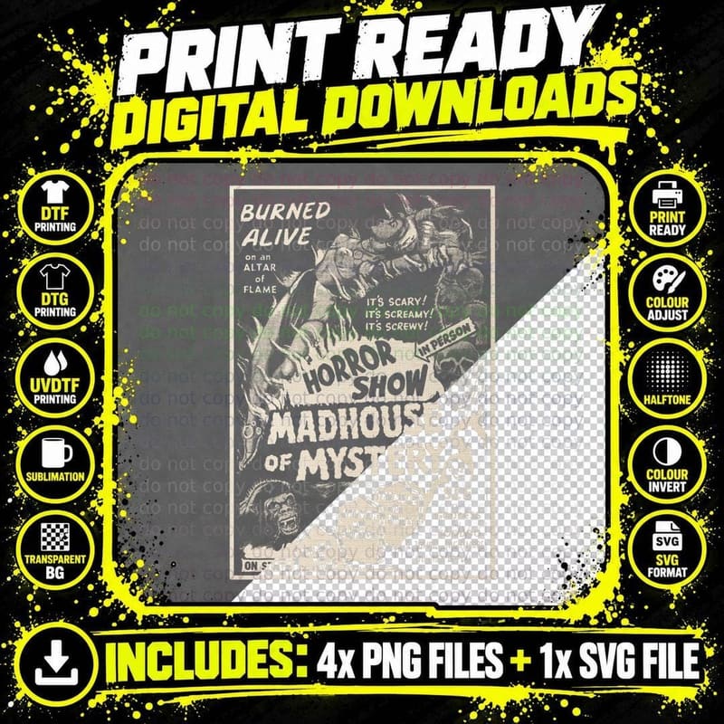 Vintage Horror Show T-Shirt, Burned Alive on an Altar of Png SVG Digital Bundle