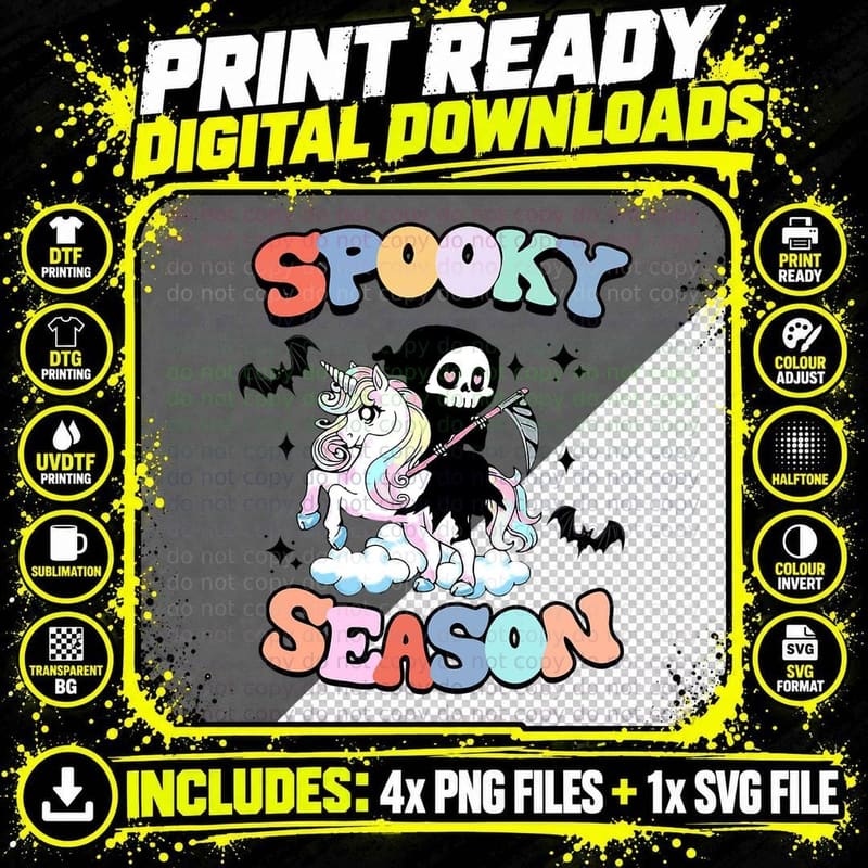 Vintage Retro Spooky Season Cute Halloween Outfit Png SVG Digital Bundle