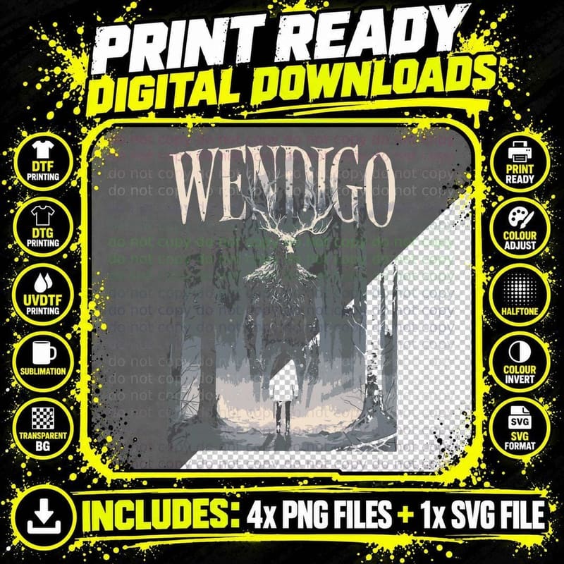 Wendigo Ghost of the Forest Cryptid T-Shirt Png SVG Digital Bundle