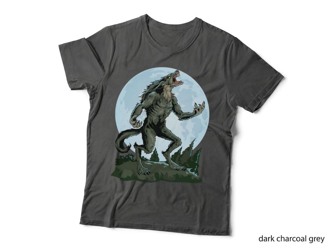 Werewolf Howling at the Moon Creepy Wolf Full Moon T-Shirt