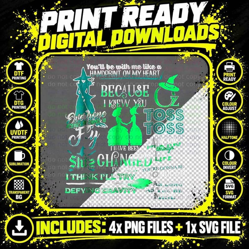 Wicked Musical Halloween T-Shirt Png SVG Digital Bundle