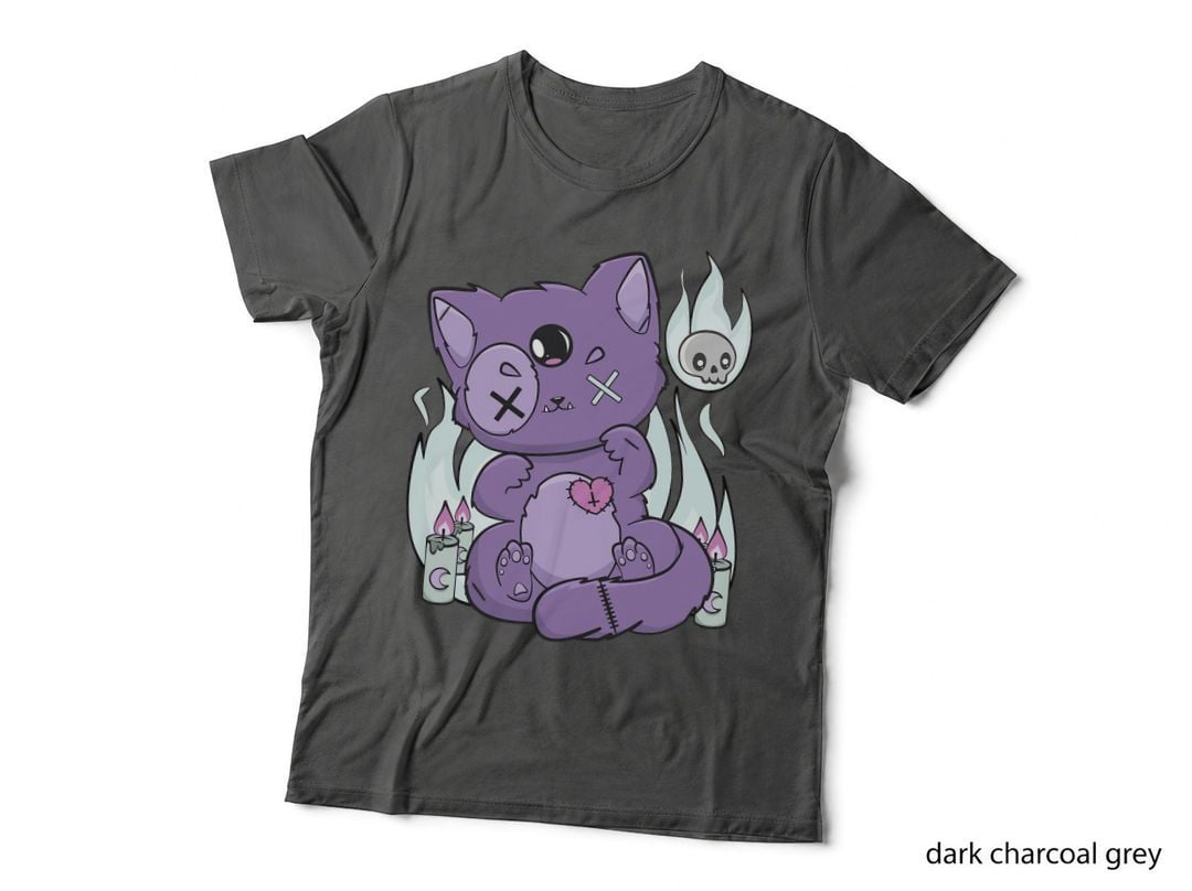 Yami Kawaii Cat and Pastel Goth Neko for Anime Horror Fans T-Shirt