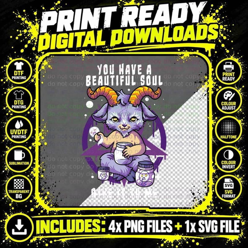You Have a Beautiful Soul Satanic Baphomet Halloween Png SVG Digital Bundle