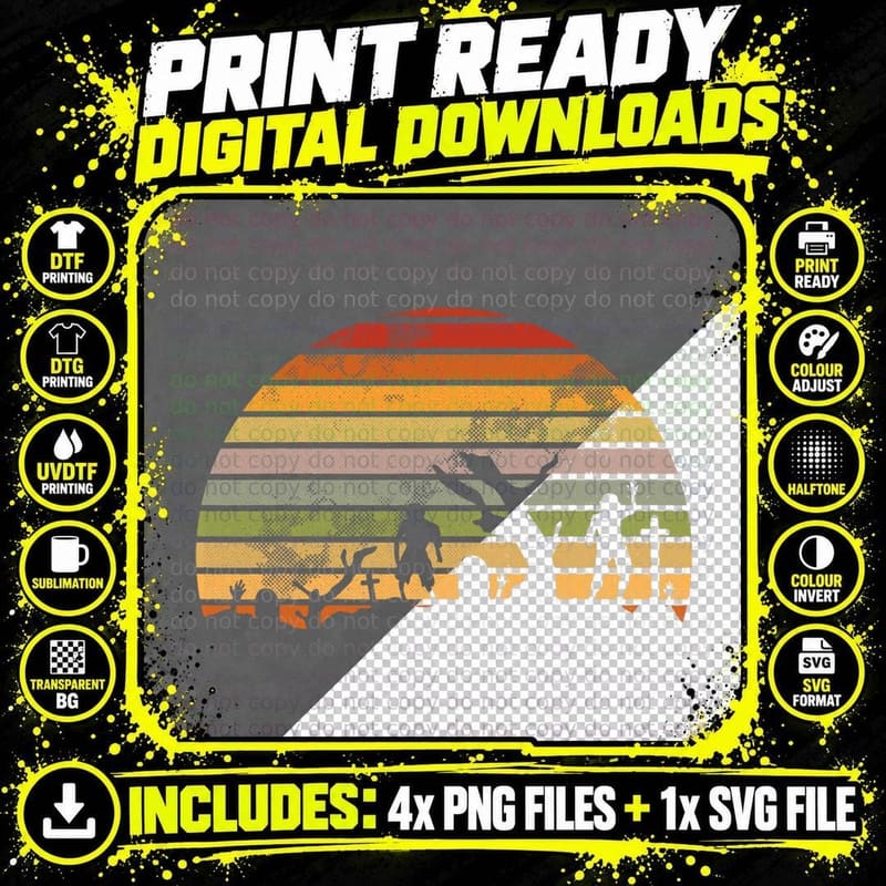 Zombie Lazy DIY Halloween Costume Retro Graveyard Png SVG Digital Bundle