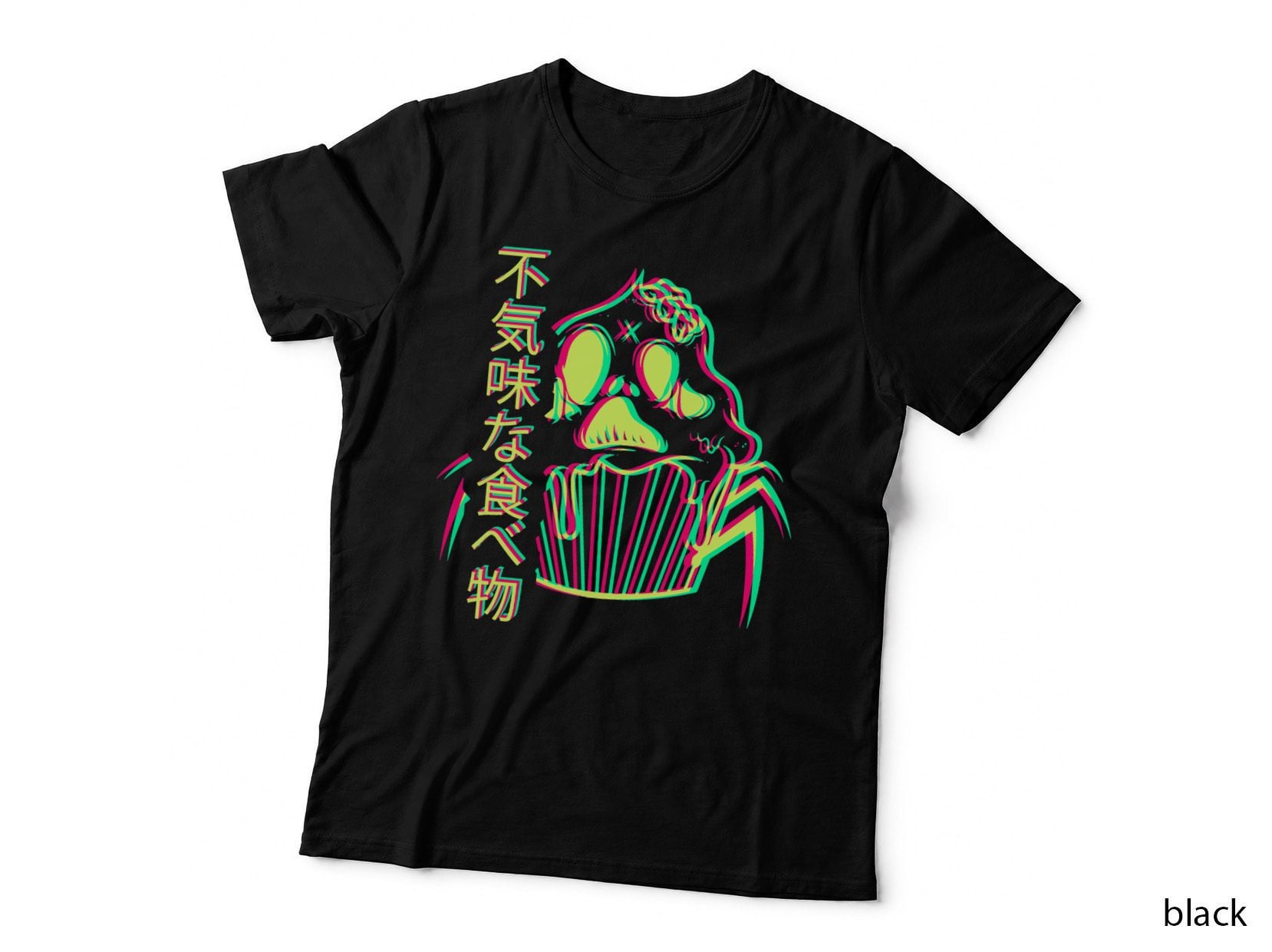 80s Aesthetic Vaporwave Otaku Creepy Food Cupcake T-Shirt