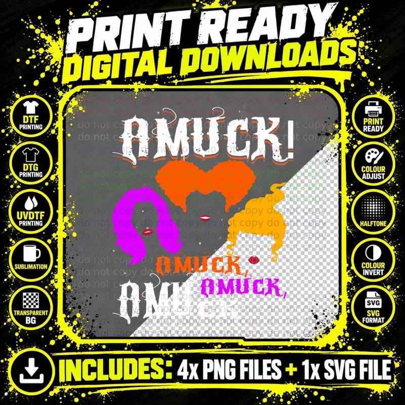 Amuck Amuck, Halloween Horror T-Shirt, NICHE Halloween Png SVG Digital Bundle