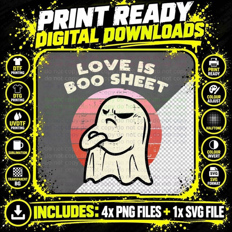 Anti Valentines Day Ghost Love Boo Sheet Single Png SVG Digital Bundle