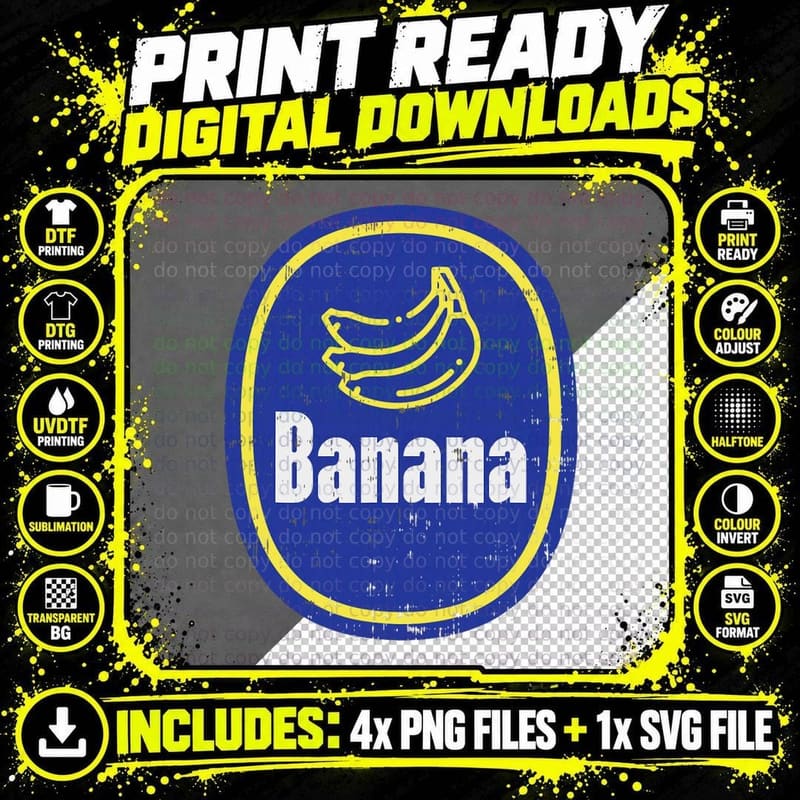 Banana Sticker Funny Fruit Lazy DIY Easy Halloween Png SVG Digital Bundle