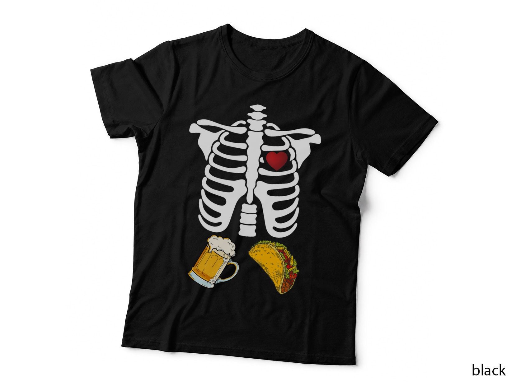 Beer Tacos Skeleton T-Shirt, Halloween Costume, Spooky Party Wear