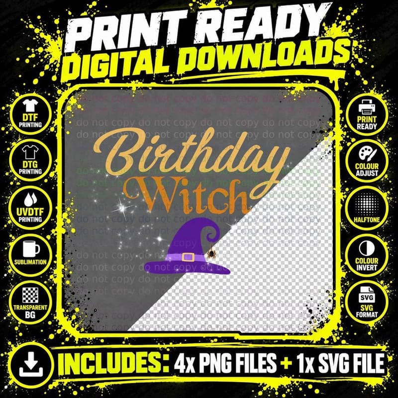 Birthday Witch T-Shirt, Halloween Costume Png SVG Digital Bundle