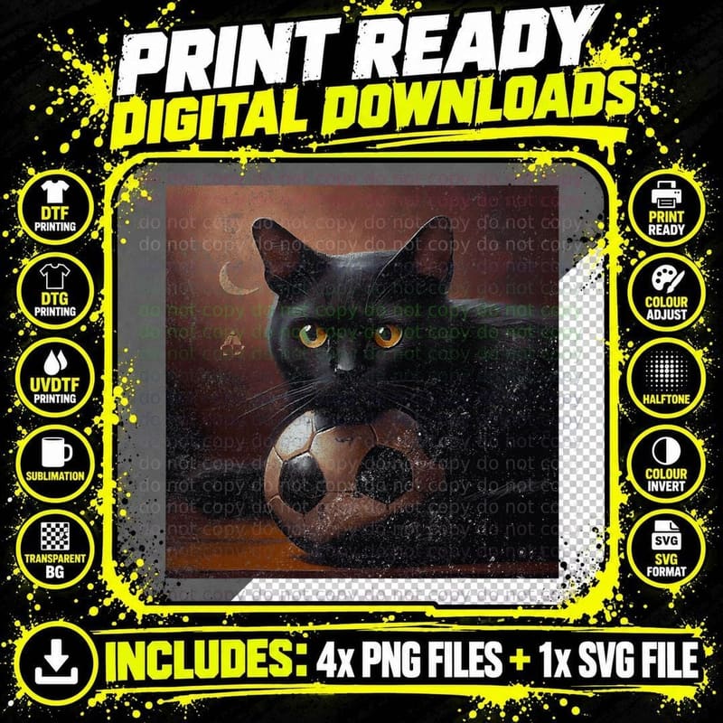Black Cat Soccer Taco T-Shirt, Halloween Horror Png SVG Digital Bundle