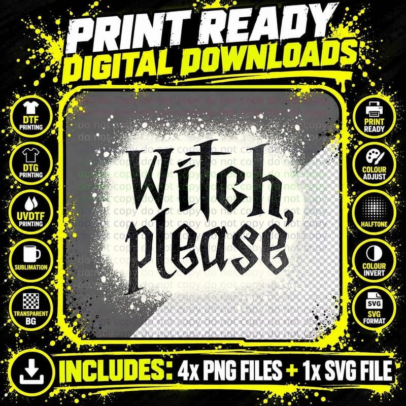 Bleached Funny Witch, Please Witch Costume T-Shirt Png SVG Digital Bundle