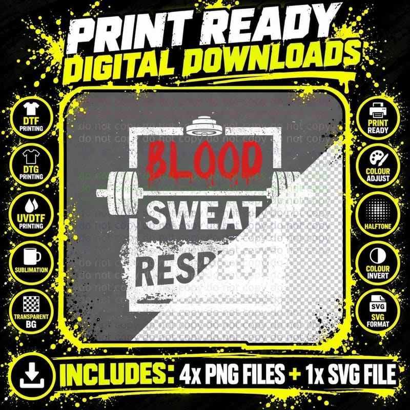 Blood Sweat Respect T-Shirt, Horror Movie Aesthetic Png SVG Digital Bundle