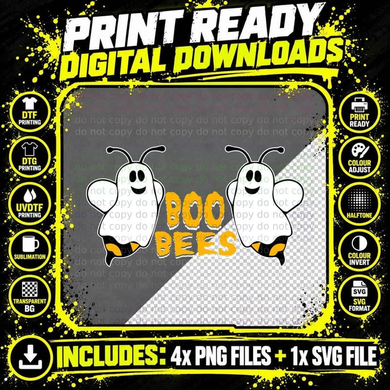 Boo Bees T-Shirt, Halloween Costume, Pet Lover Apparel Png SVG Digital Bundle