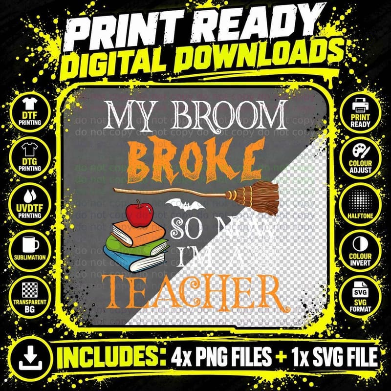 Broke Teacher T-Shirt, Halloween Design Png SVG Digital Bundle