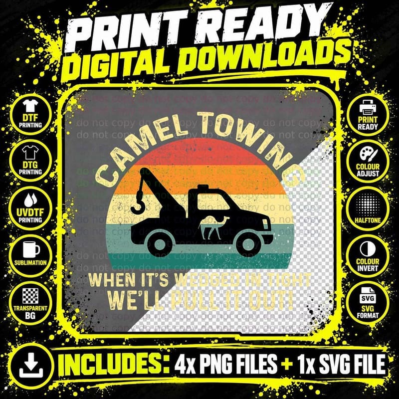 Camel Towing Retro Adult Funny Halloween Gifts Humor Png SVG Digital Bundle