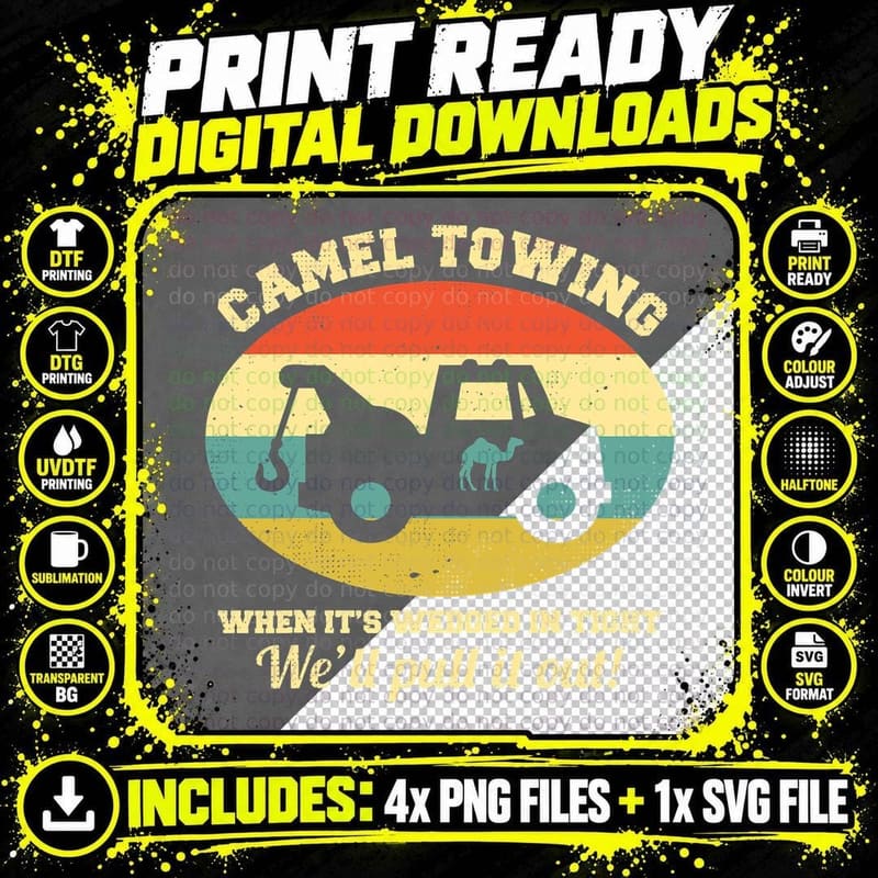 Camel Towing Retro Adult Humor Saying Funny Halloween Png SVG Digital Bundle