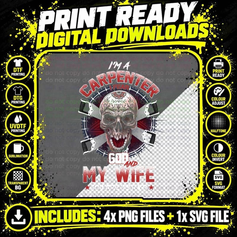 Carpenter Fear God Wife T-Shirt, Gothic Horror Style Png SVG Digital Bundle