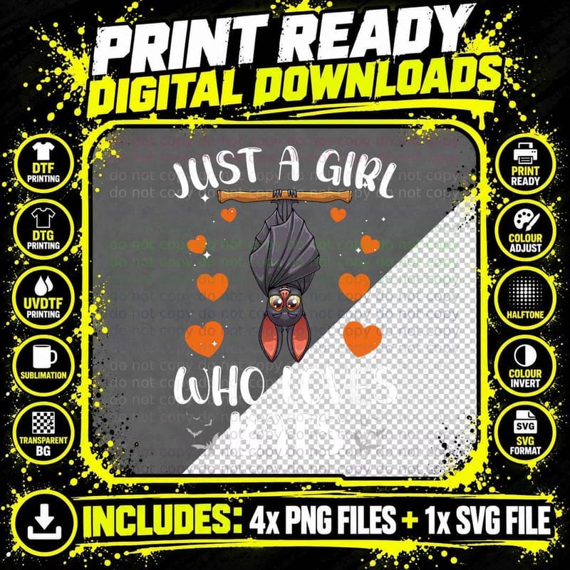 Cool Bat for Women Girls Fruit Bat Lovers Animal Png SVG Digital Bundle