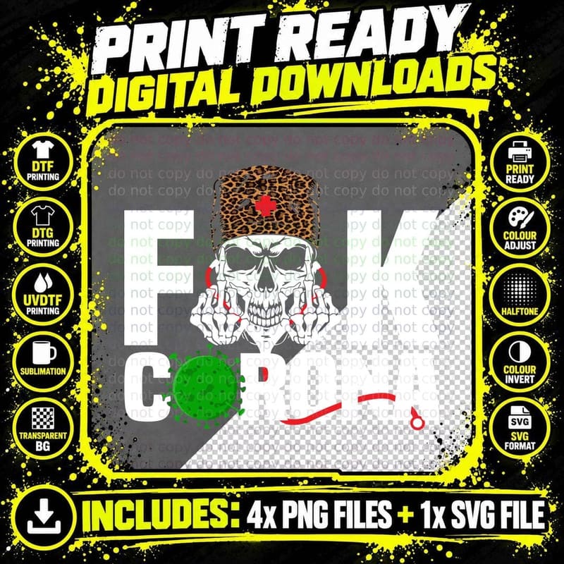 Corona Skull Nurse T-Shirt, Halloween Gothic Print Png SVG Digital Bundle