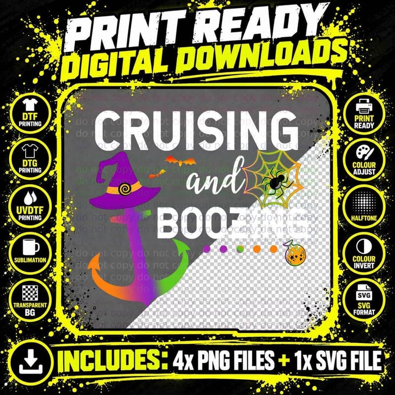 Cruising and Boozing Halloween Group Cruise Matching Png SVG Digital Bundle