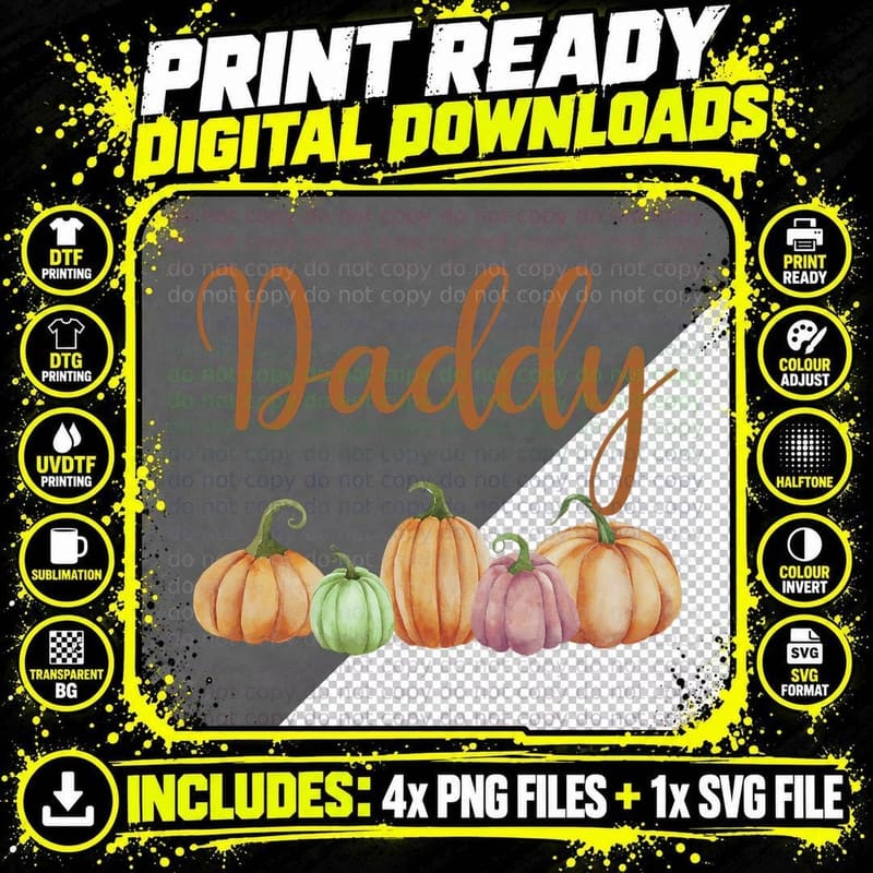 Daddy of Little Pumpkin T-Shirt, Autumn Pumpkin Theme Png SVG Digital Bundle