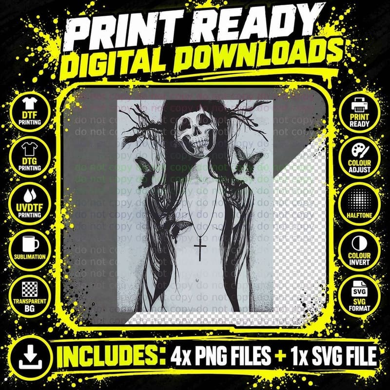 Dark Art Grunge Goth Fairycore Gothic Aesthetic Girl Png SVG Digital Bundle