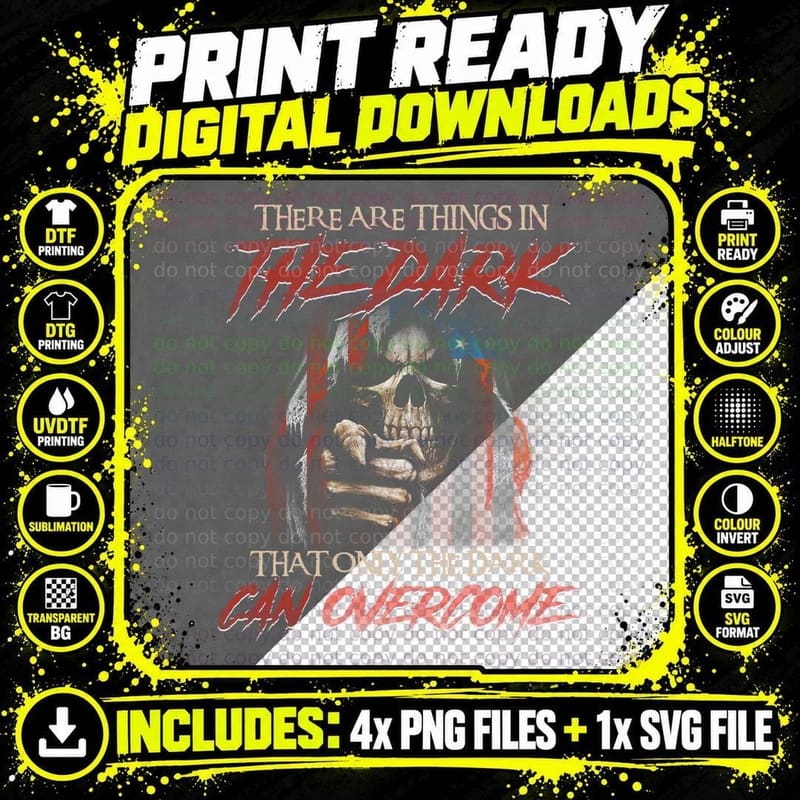 Dark Skull T-Shirt, Gothic Horror Theme Png SVG Digital Bundle