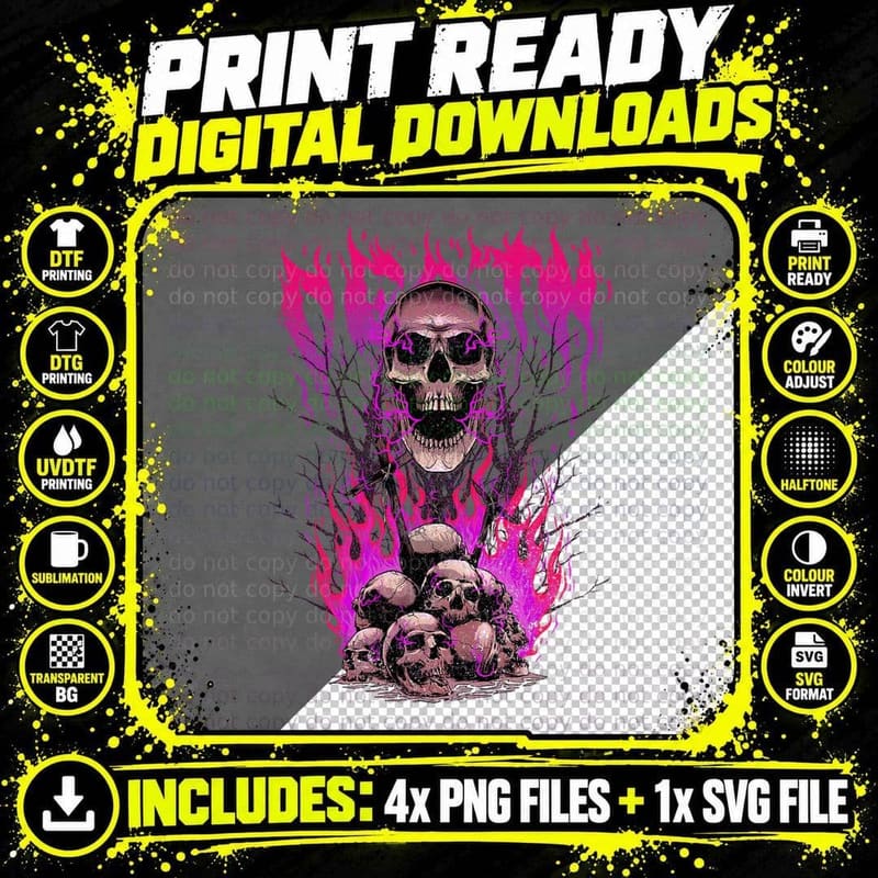 Death Creepy Skulls Religious Ritual Witchcraft Pagan Png SVG Digital Bundle