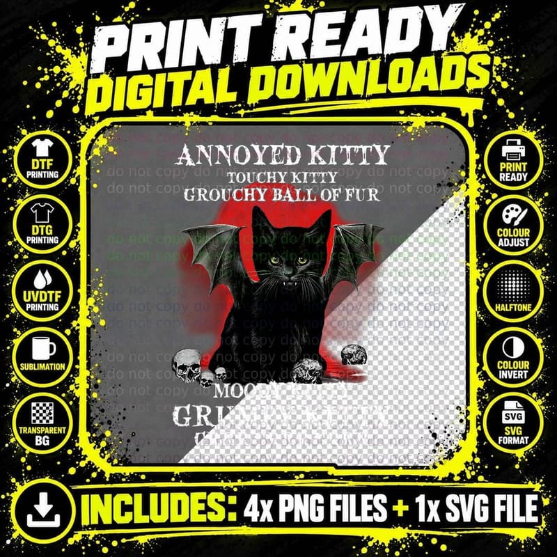 Dracula Vampire Cat Costume Scary Demon Cat Halloween Png SVG Digital Bundle