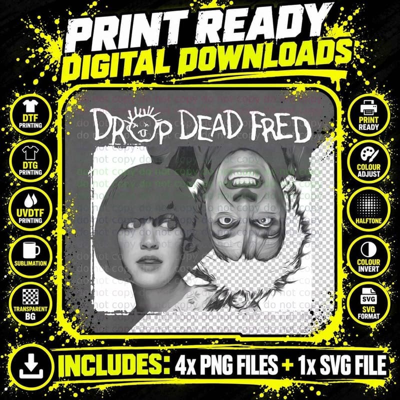 Drop Dead Fred T-Shirt, Comic Horror Style Png SVG Digital Bundle