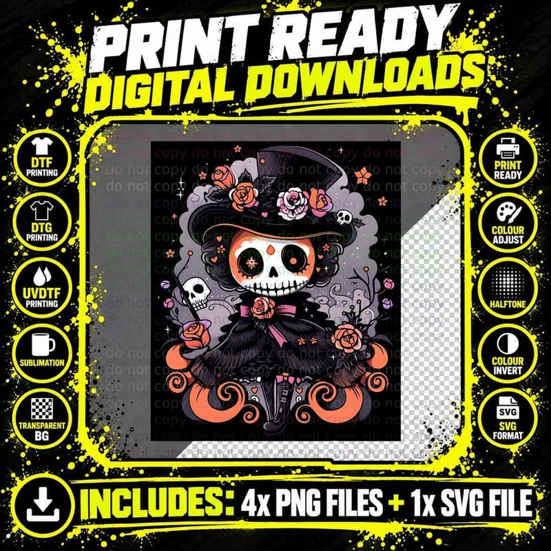 Embrace the Haunting Aura Eerie Halloween Skull Artwork Png SVG Digital Bundle