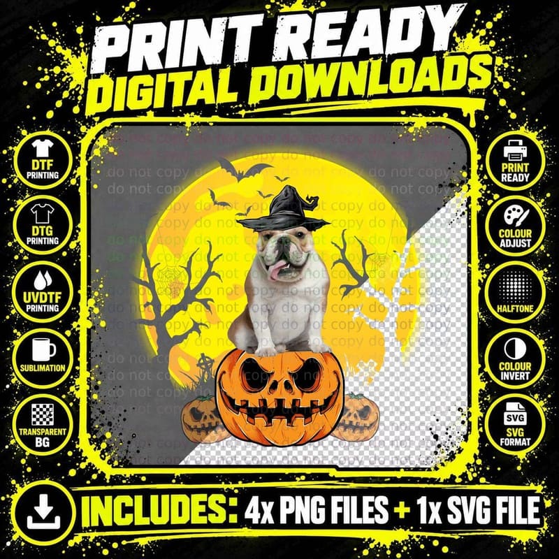 English Bulldog Halloween Costume T-Shirt Png SVG Digital Bundle
