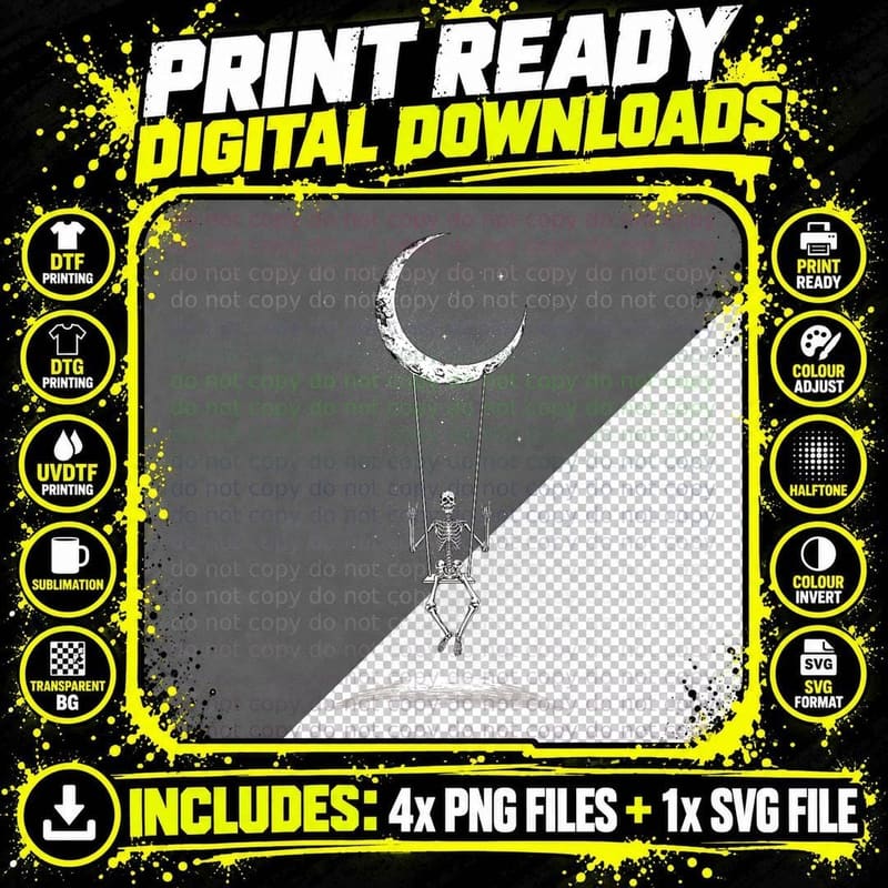 F0. NEW Batcheshalloweenhalloween-006Rock on Skeleton Png SVG Digital Bundle