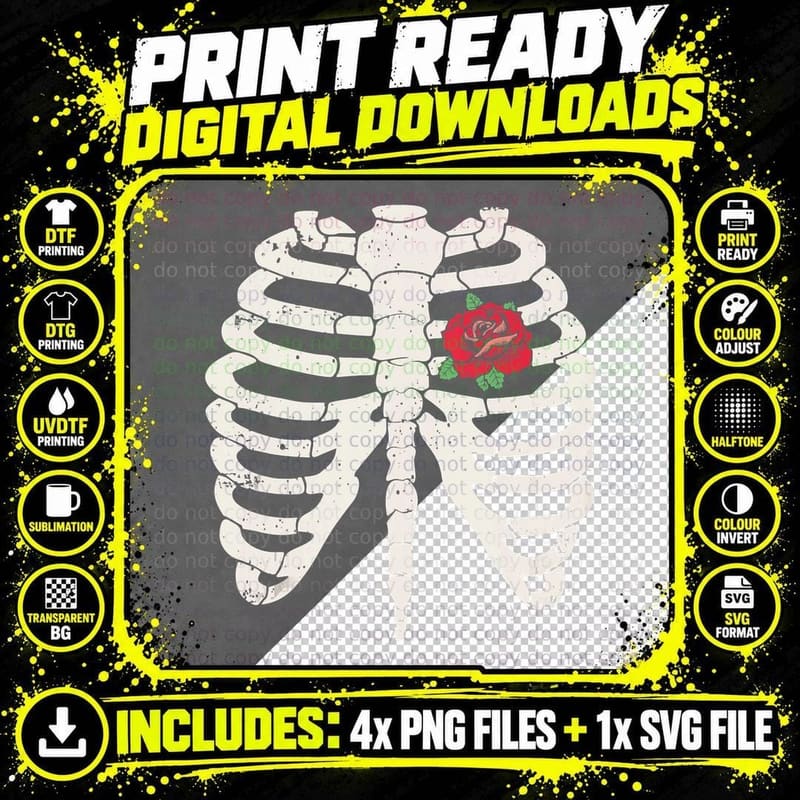 F0. NEW Batcheshalloweenhalloween-006Skeleton Rib Cage Png SVG Digital Bundle