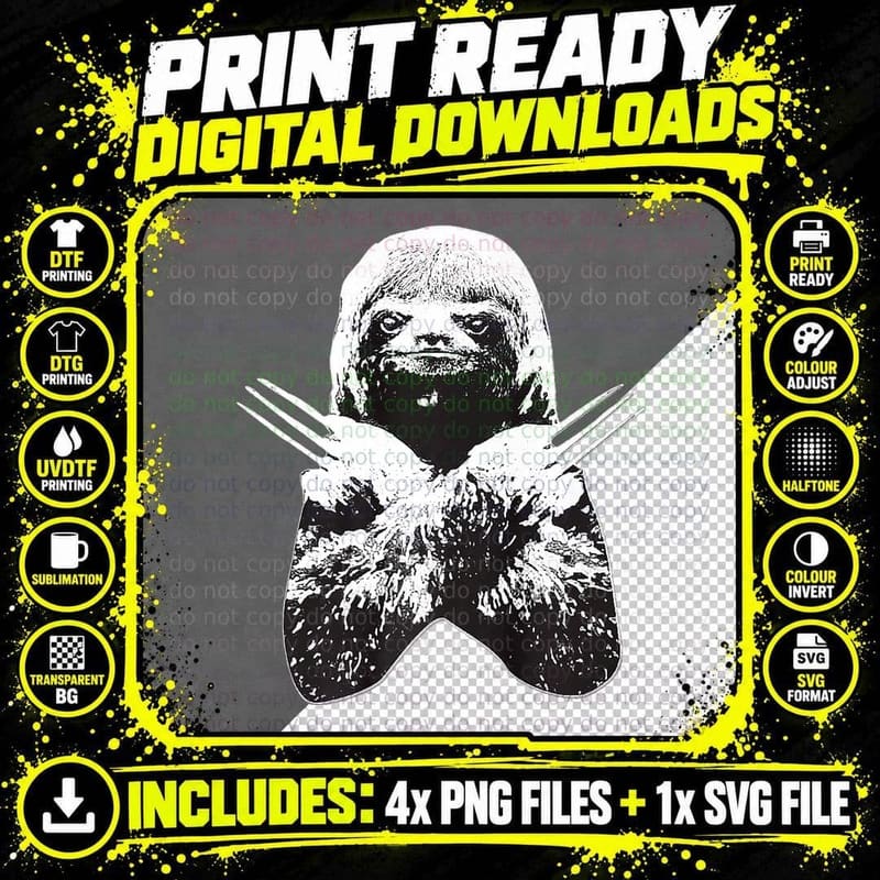 F0. NEW Batcheshalloweenhalloween-006Sloth Slotherine Png SVG Digital Bundle