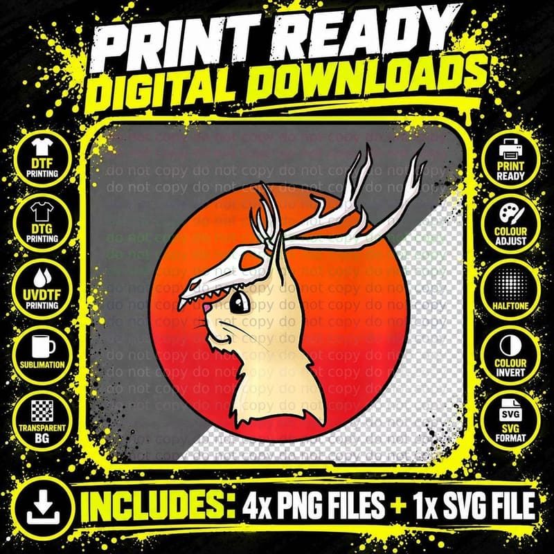 F0. NEW Batcheshalloweenhalloween-006Wendigo Cat Creepy Png SVG Digital Bundle