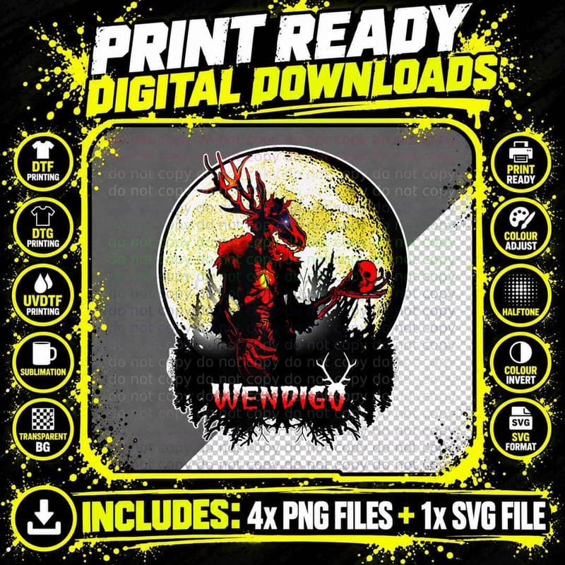 F0. NEW Batcheshalloweenhalloween-006Wendigo T-Shirt Png SVG Digital Bundle