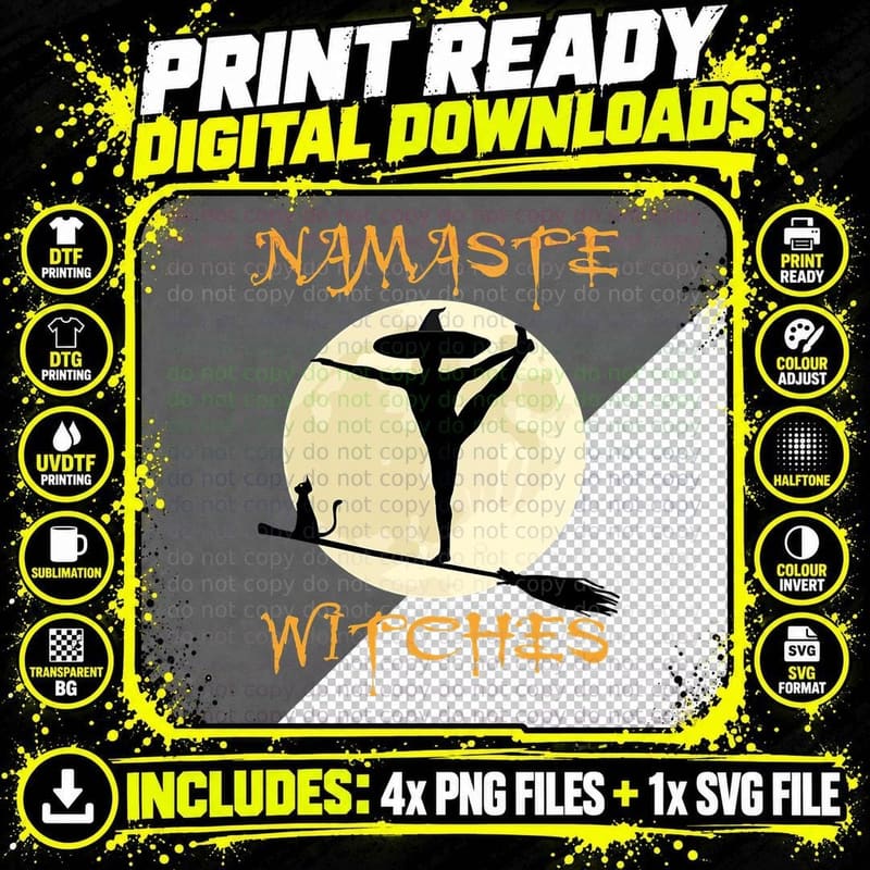 F0. NEW Batcheshalloweenhalloween-006Womens Namaste Png SVG Digital Bundle