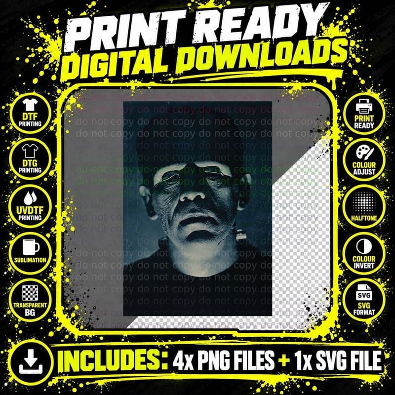 Frankenstein Halloween Horror Vintage Comic Book Retro Png SVG Digital Bundle