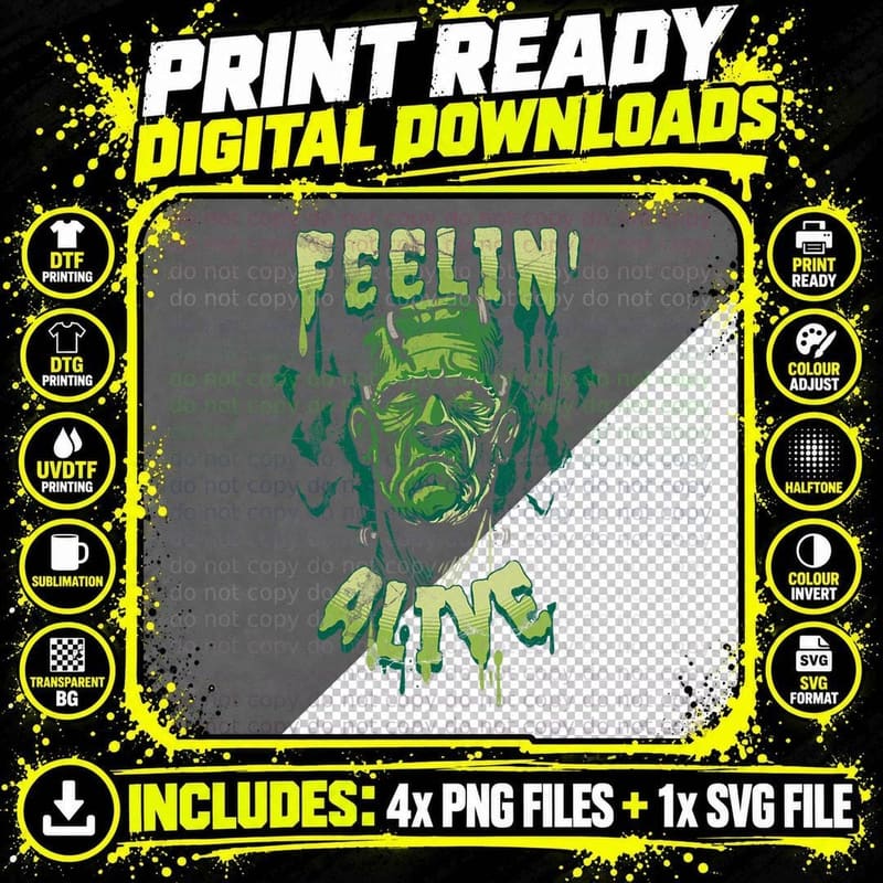 Frankenstein Monster Halloween Classic Horror Flick Png SVG Digital Bundle