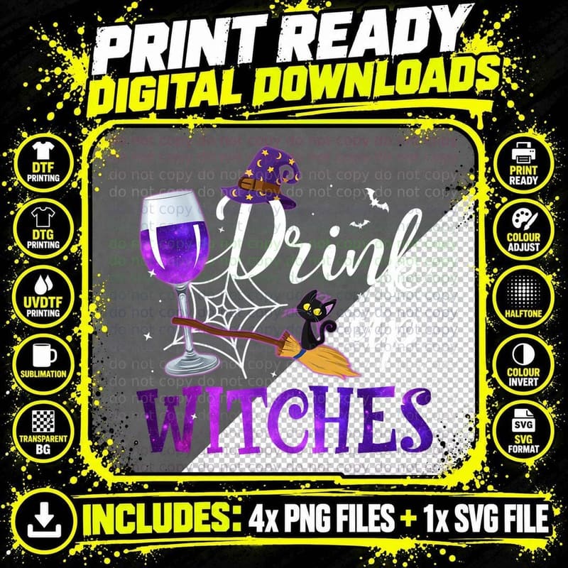 Funny Halloween Hat Drink up Witches Funny Drink up Png SVG Digital Bundle