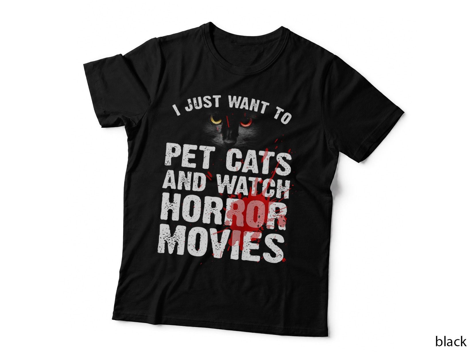 Funny Horror Movie Cat Lover T-Shirt, Halloween Premium Print