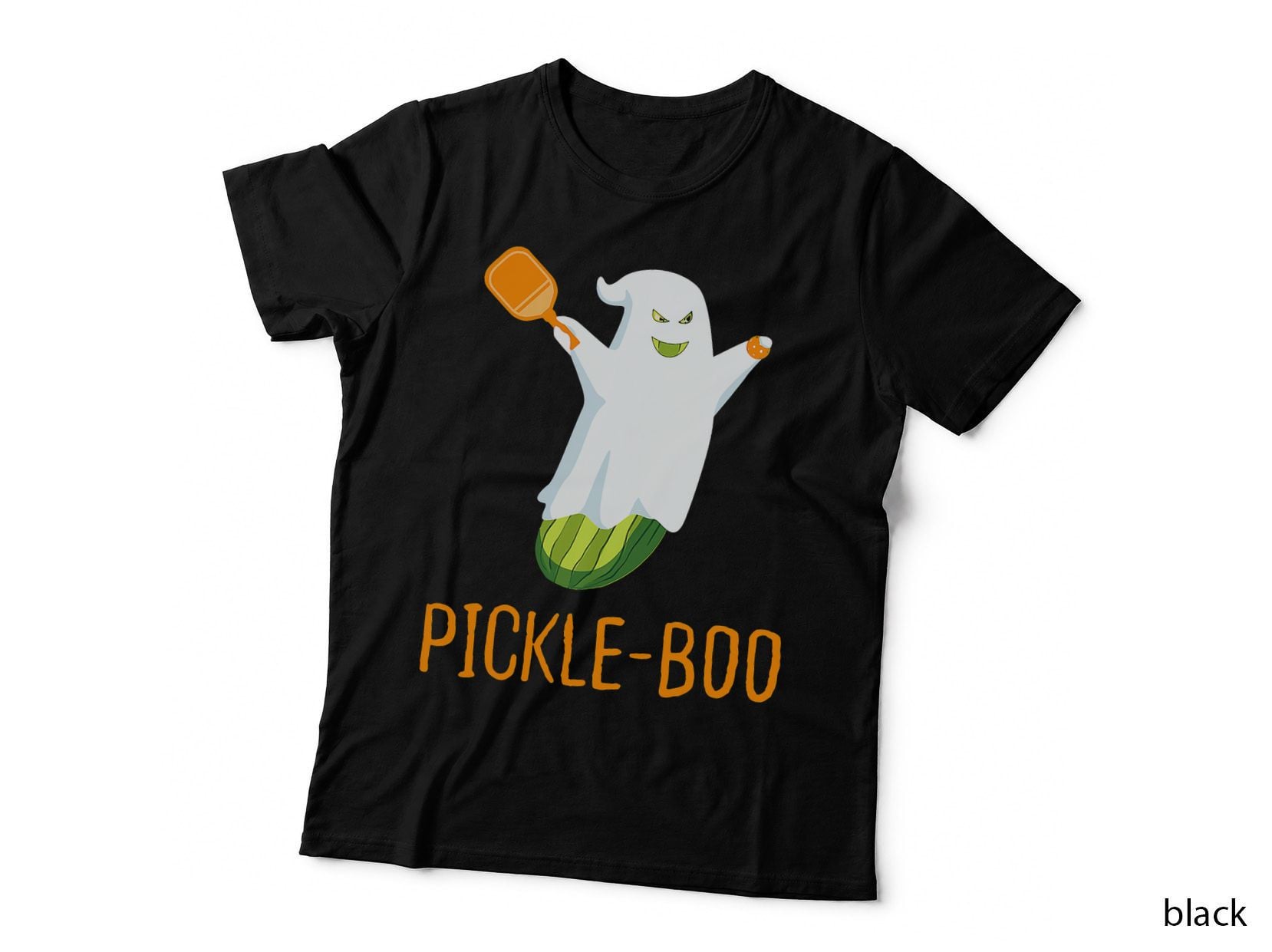 Funny Pickle Ghost Loves to Play Pickleball at Halloween T-Shirt
